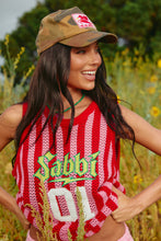 Load image into Gallery viewer, THE KNIT B-BALL SINGLET- RED STRIPE