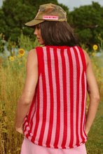 Load image into Gallery viewer, THE KNIT B-BALL SINGLET- RED STRIPE