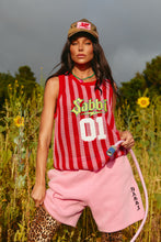 Load image into Gallery viewer, THE KNIT B-BALL SINGLET- RED STRIPE
