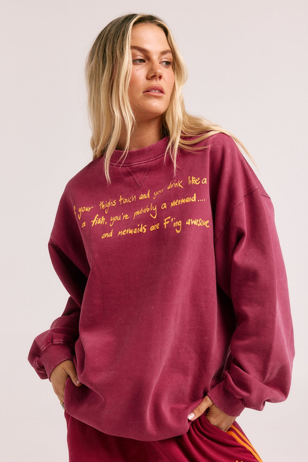 THE DRUNKEN MERMAID UNISEX JUMPER - MAROON