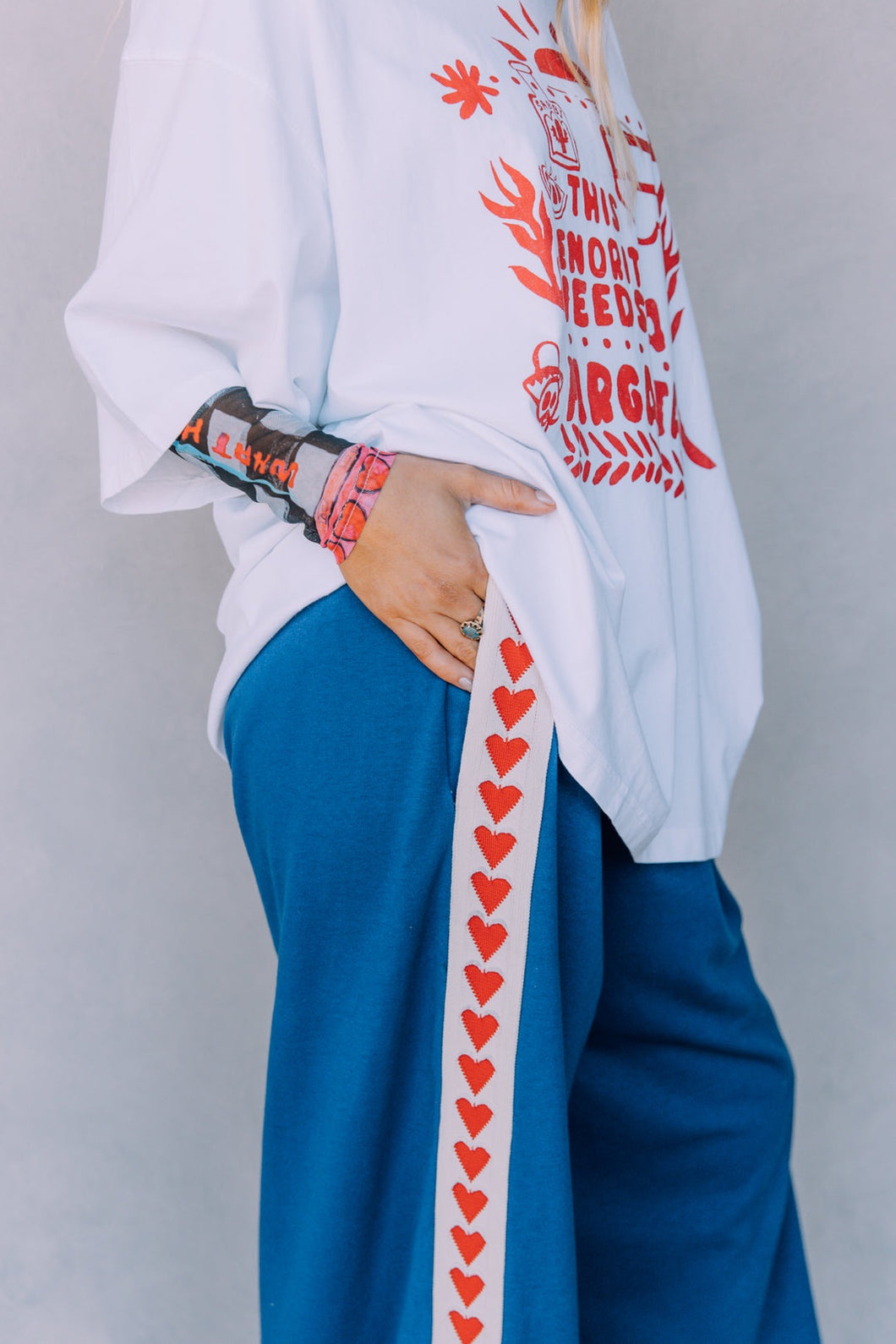 THE RAVING HEARTS PANTS - BLUE