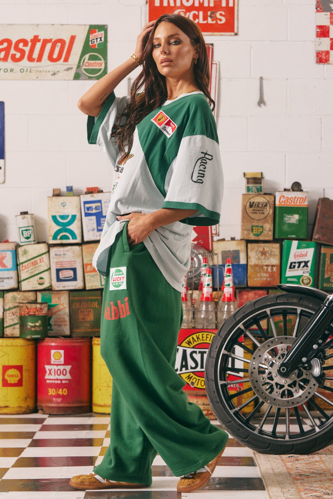 THE WIDE LEG SWEAT PANT MERMAID RACING - GREEN