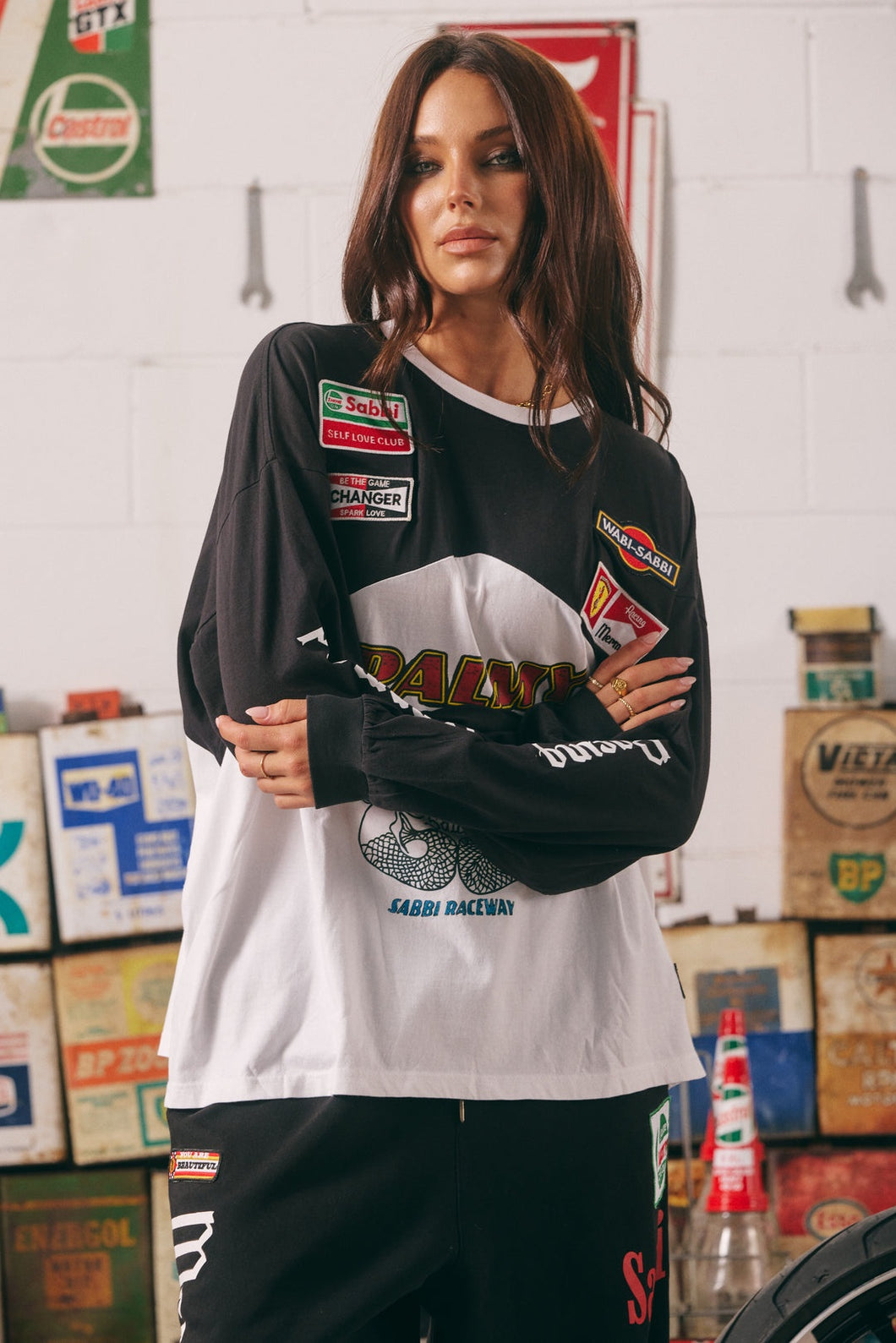 THE LONG SLEEVE MERMAID RACING TEE-  BLACK