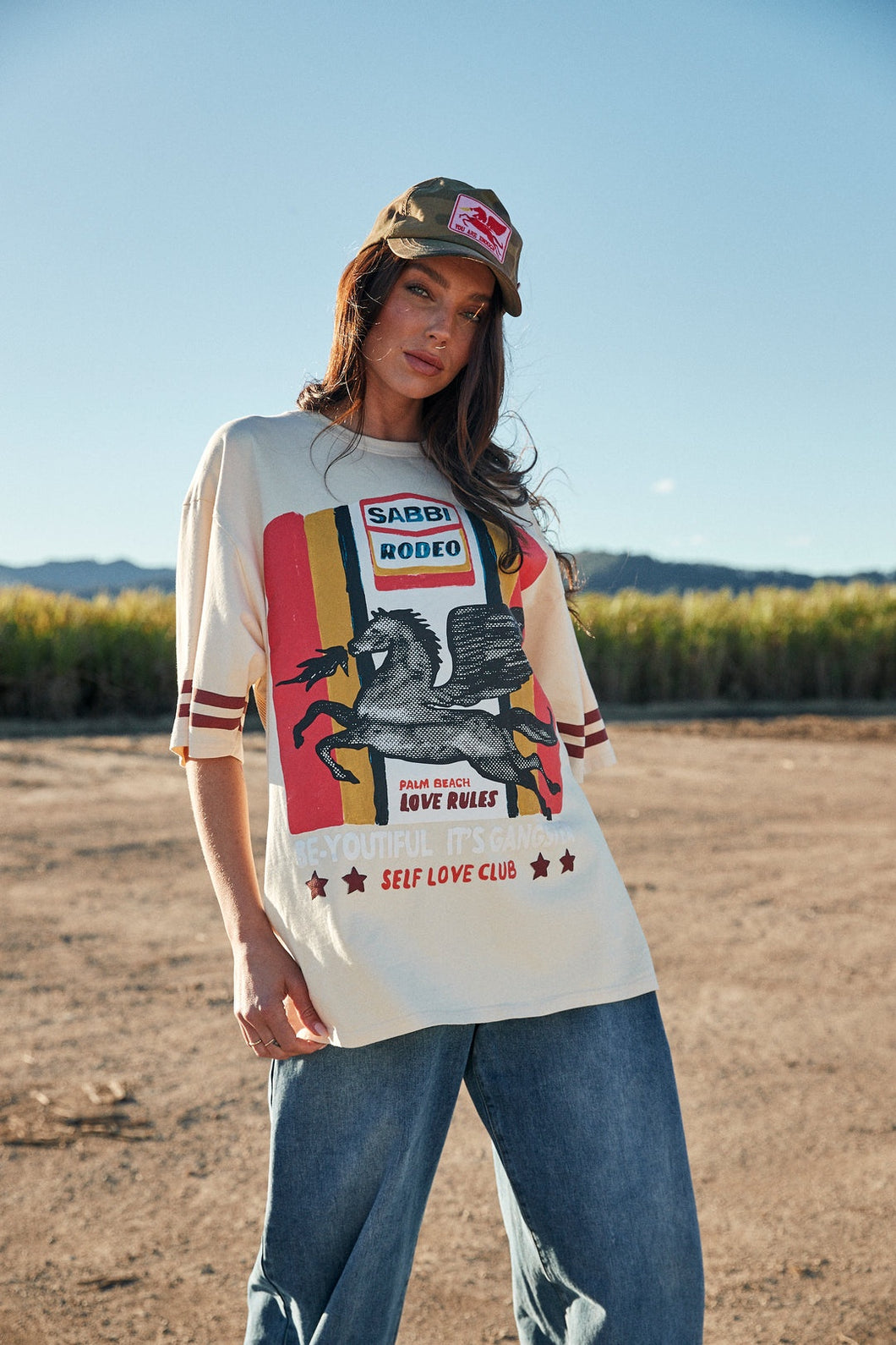 SABBI RODEO SELF LOVE CLUB TEE- BEIGE