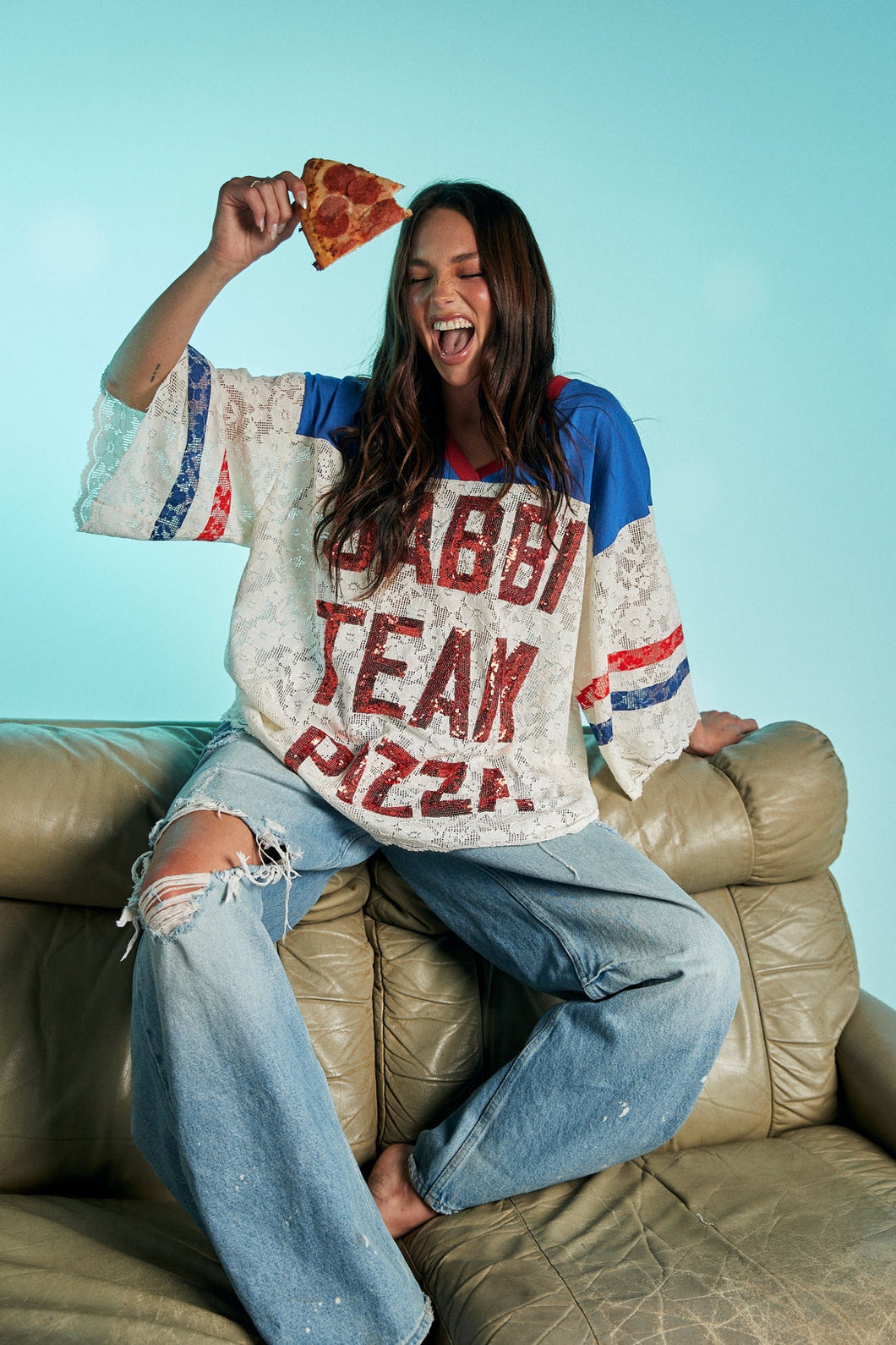 THE TEAM PIZZA JERSEY - BLUE/CREAM