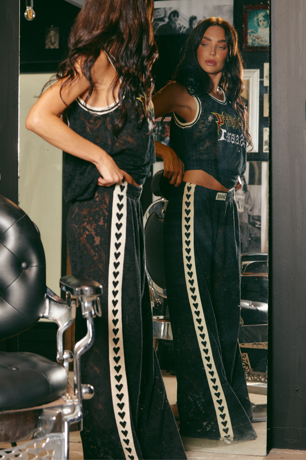 THE RAVING HEARTS LACE PANTS -BLACK