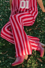 Load image into Gallery viewer, THE KNIT STRIPE BEACH PANTS - RED STRIPE
