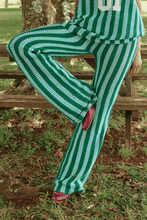 Load image into Gallery viewer, THE KNIT STRIPE BEACH PANTS - GREEN STRIPE
