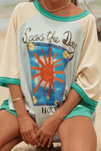 Load image into Gallery viewer, THE SEAS THE DAY RAGLAN TEE - SKY
