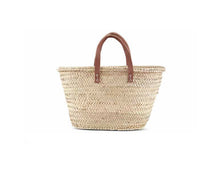 Load image into Gallery viewer, LARGE WOVEN BASKET Short Leather Handles
